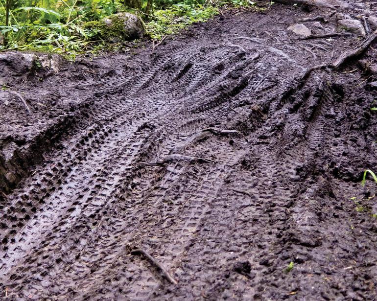 muddy bike tracks outside bozeman
