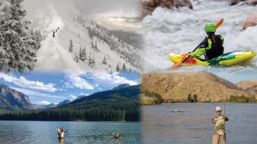 kayaking, swimming, fishing, skiing, bozeman montana