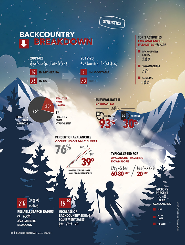avalanche stats, infographic, backcountry breakdown
