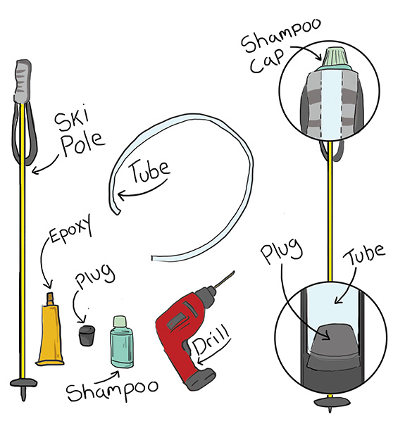 ski pole flask, smoke shack