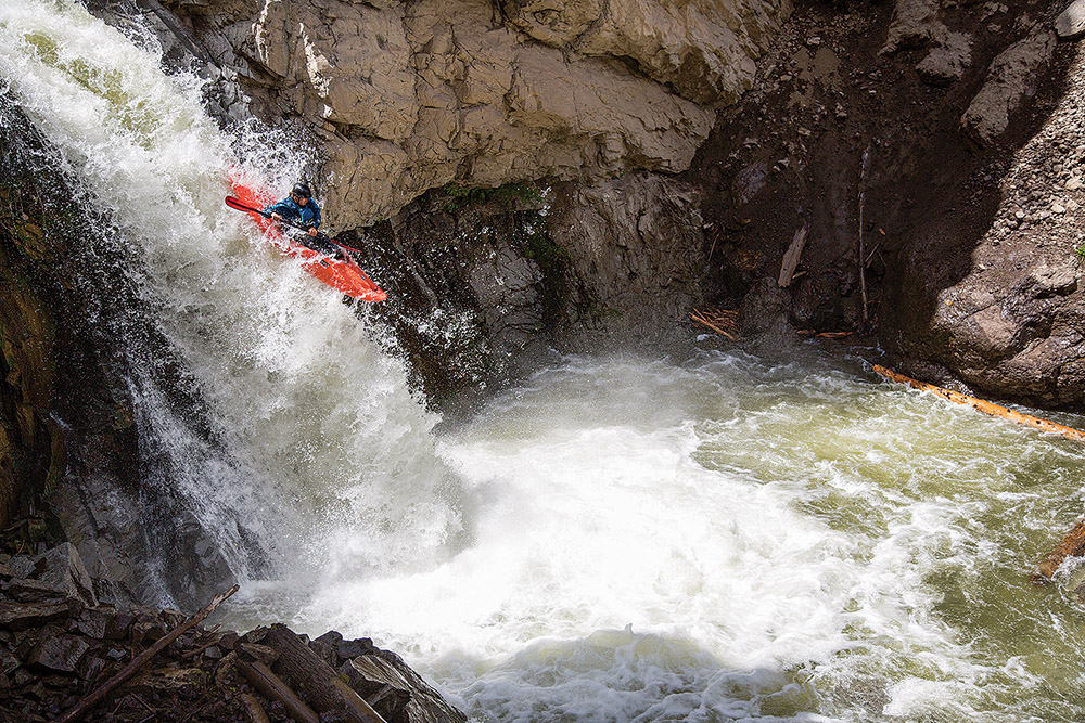 kayaking, waterfall, whitewater paddling