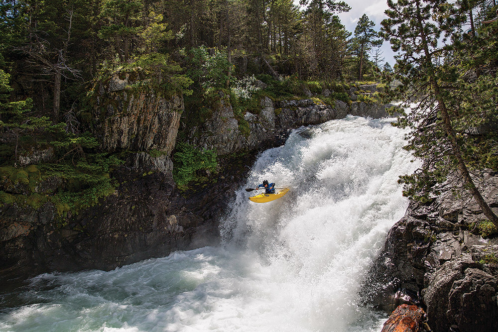 kayaking, waterfall, whitewater paddling