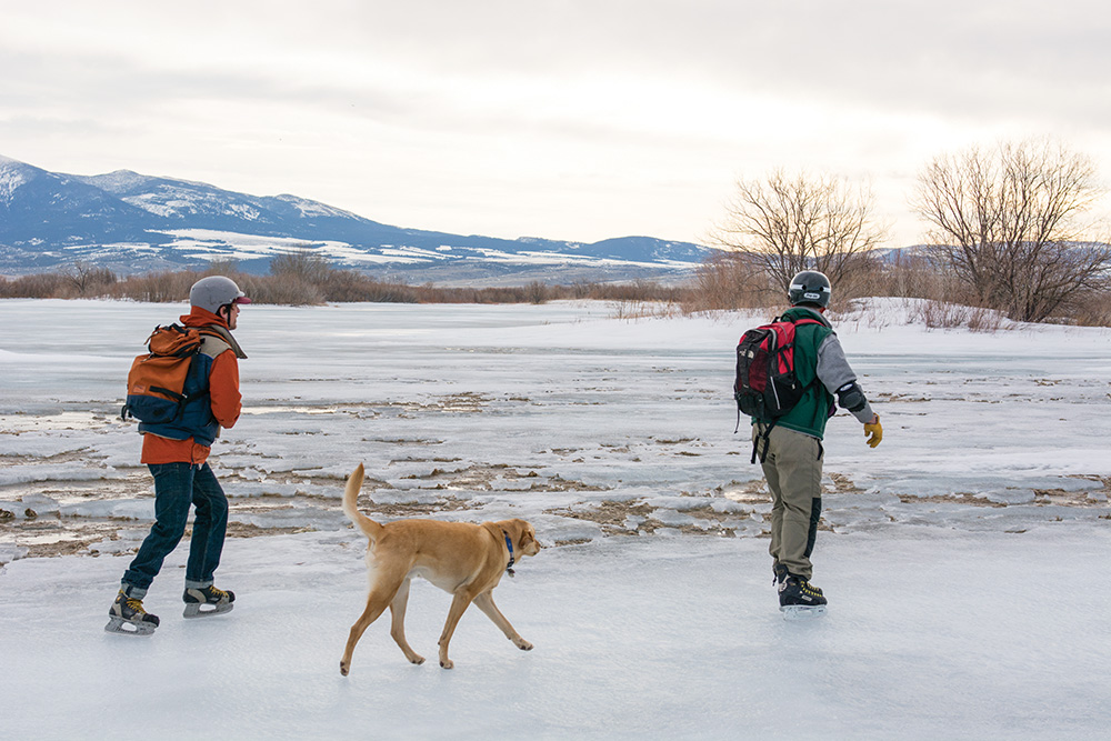 Wild Ice Skating Canyon Ferry Outside Bozeman