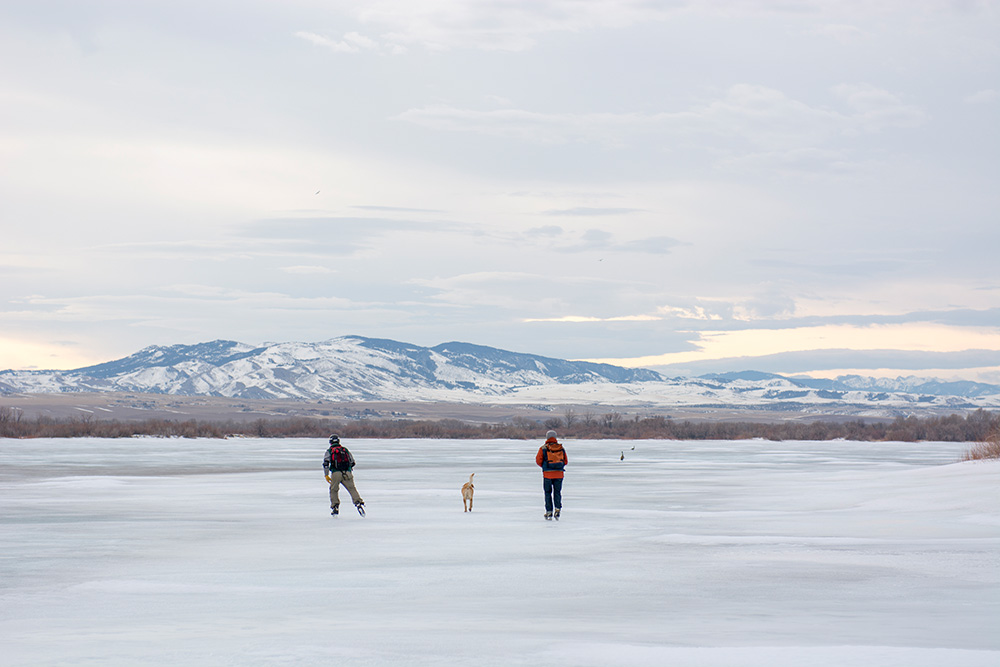 Wild Ice Skating Canyon Ferry Outside Bozeman