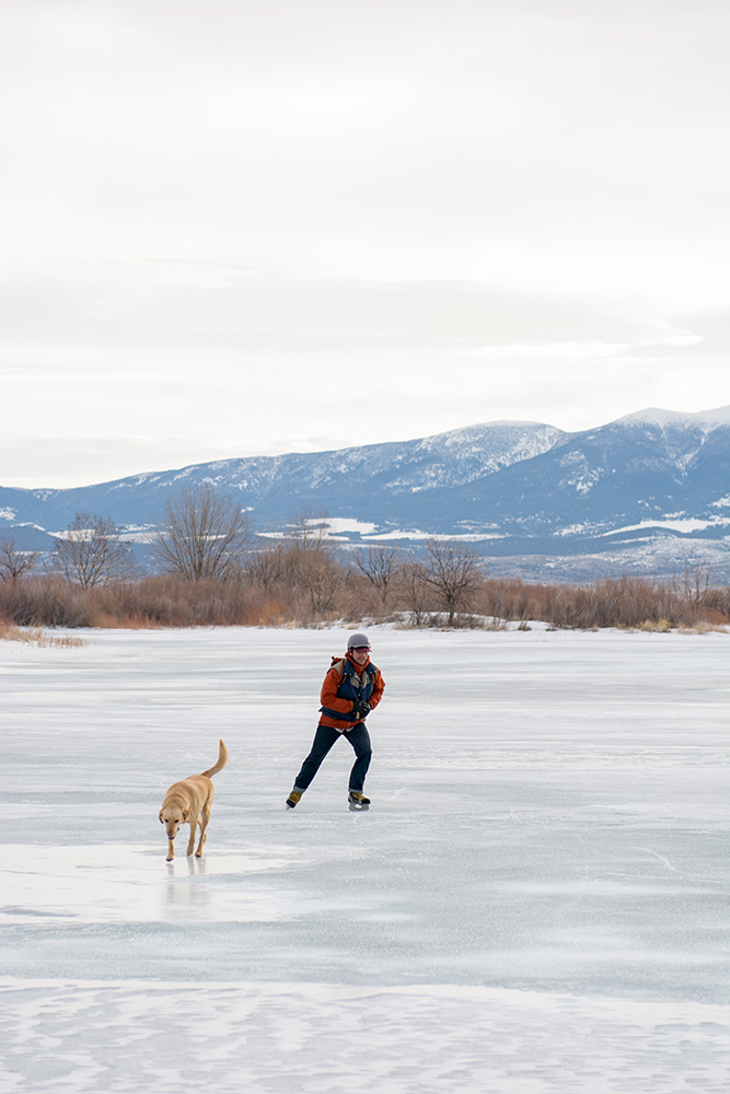 Wild Ice Skating Canyon Ferry Outside Bozeman