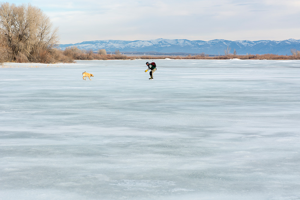 Wild Ice Skating Canyon Ferry Outside Bozeman 