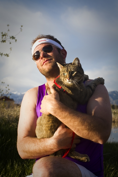 Outside Bozeman running with cats