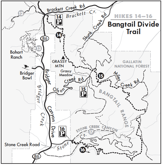 Bangtail Divide Trail, Brackett Creek, map, hike