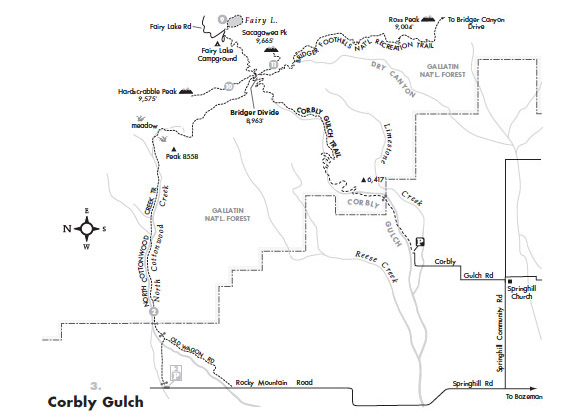 Corbly Gulch Trail map, Outside Bozeman