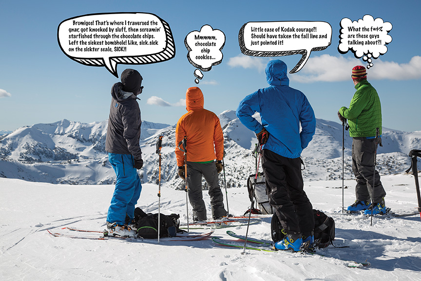 skiing, lingo, humor, bro, gnar