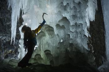 ice climbing, hyalite, night