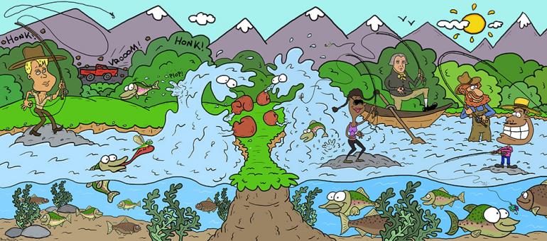 illustration by Blaise Arsenault face-off, gallatin, madison, rivers