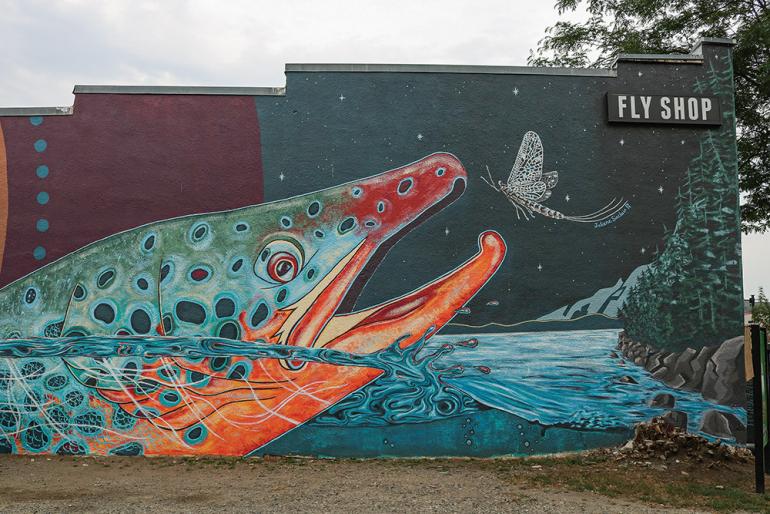 fly fishing mural, Montana Angler