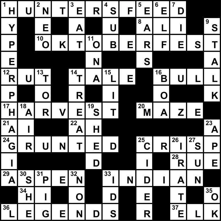 Fall 2021 Crossword Solution