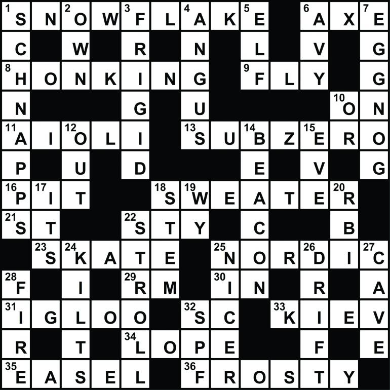 Winter 2021-22 crossword solution