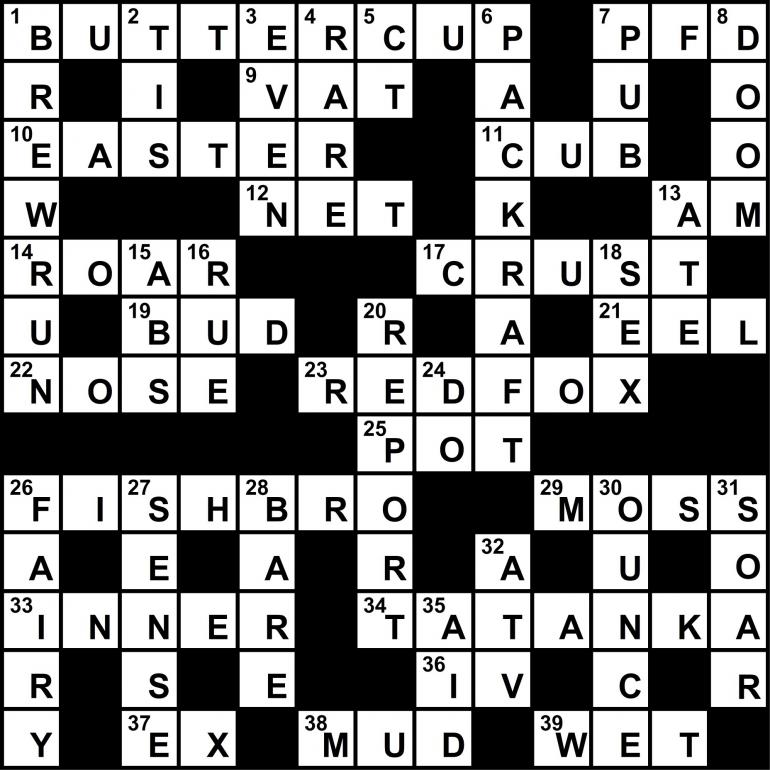 Spring 2021 Crossword Solution