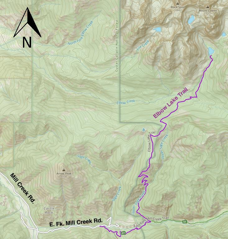 Elbow Lake Trail map