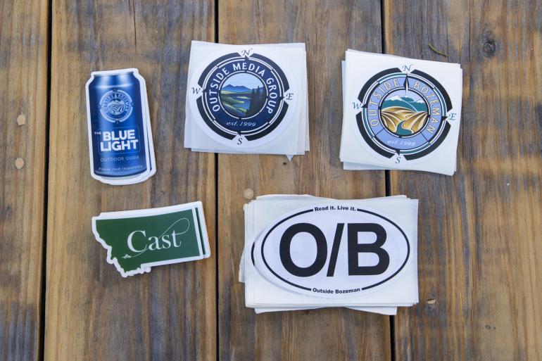 Outside media group stickers outside bozeman, cast fishing guide, blue light guide