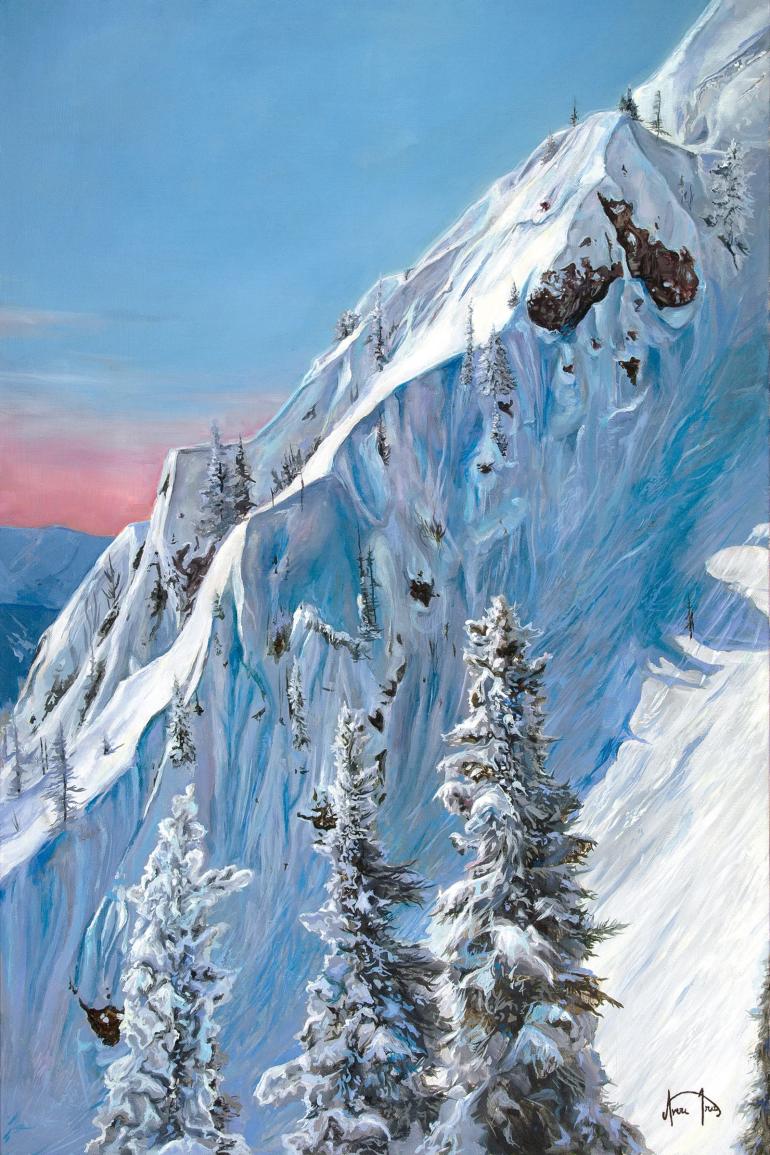 Z Chute, Averi Iris, bozeman, montana, snowy mountains painting, western art