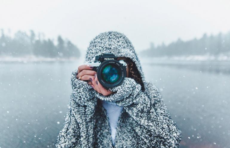 photographer in snow 