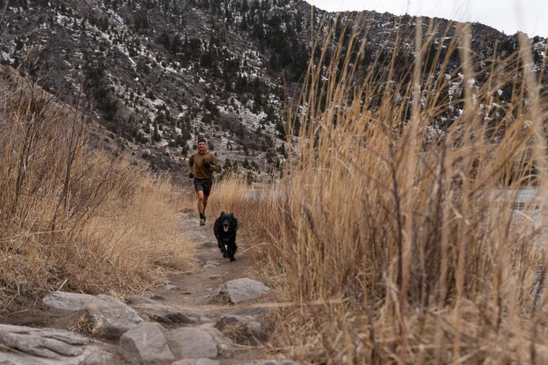 Bear Trap Canyon Trail Winter Running with Dog