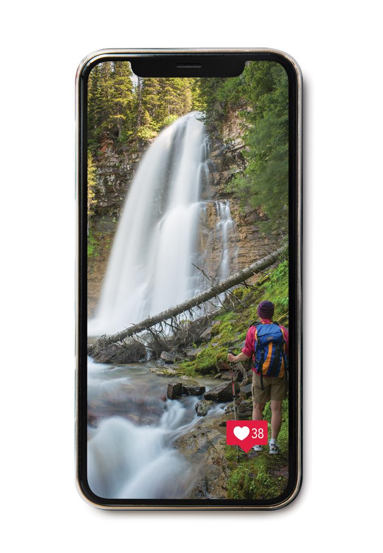 Social media Instagram photo of waterfall