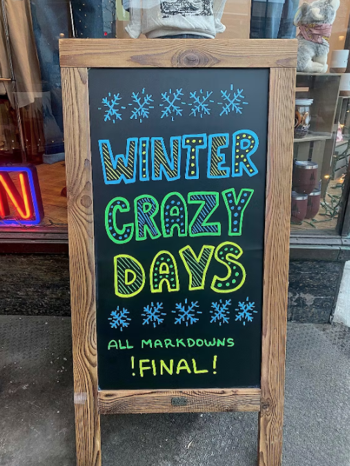Winter Crazy Days Sign