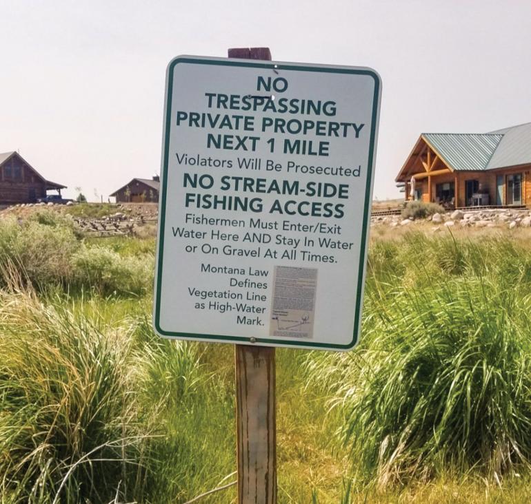 Fishing access sign