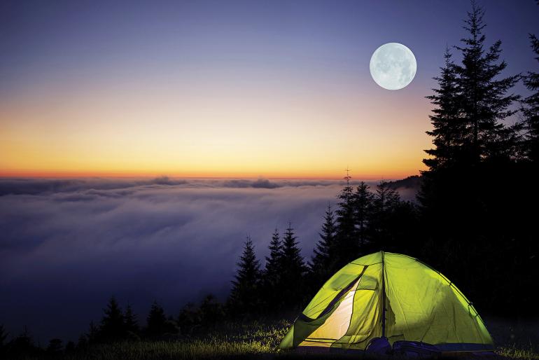 camping with full moon