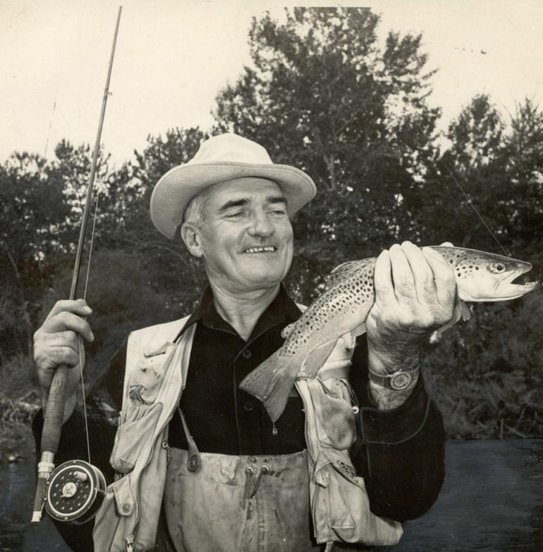 Joe Brooks holds trout