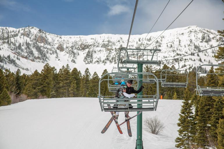 chairlift couple Bridger Bowl