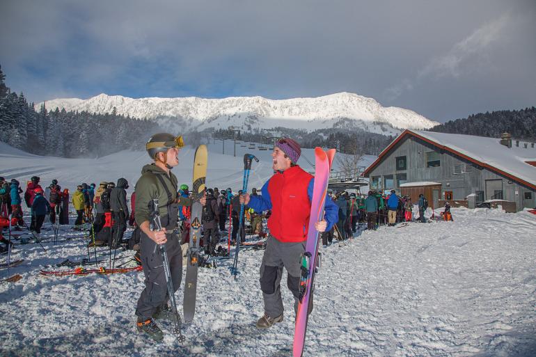 tele vs alpine touring skiing face-off