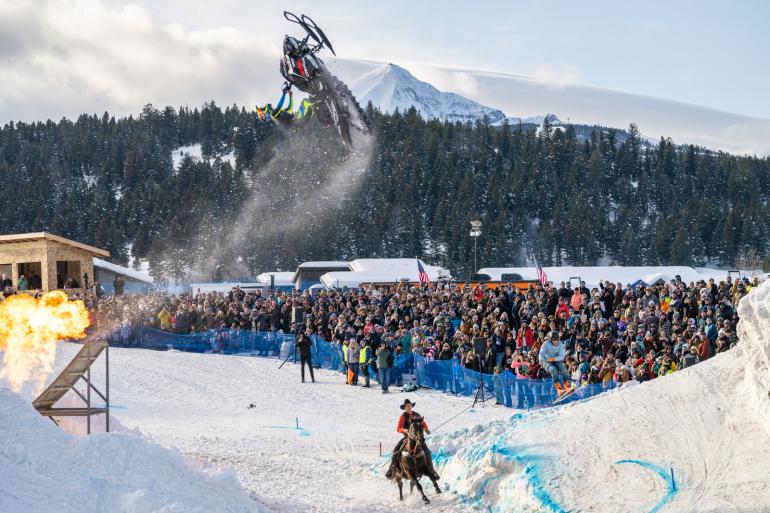 Best in the West skijoring and snowmobile showdown in Big Sky