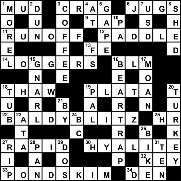 Spring 2020 crossword solution