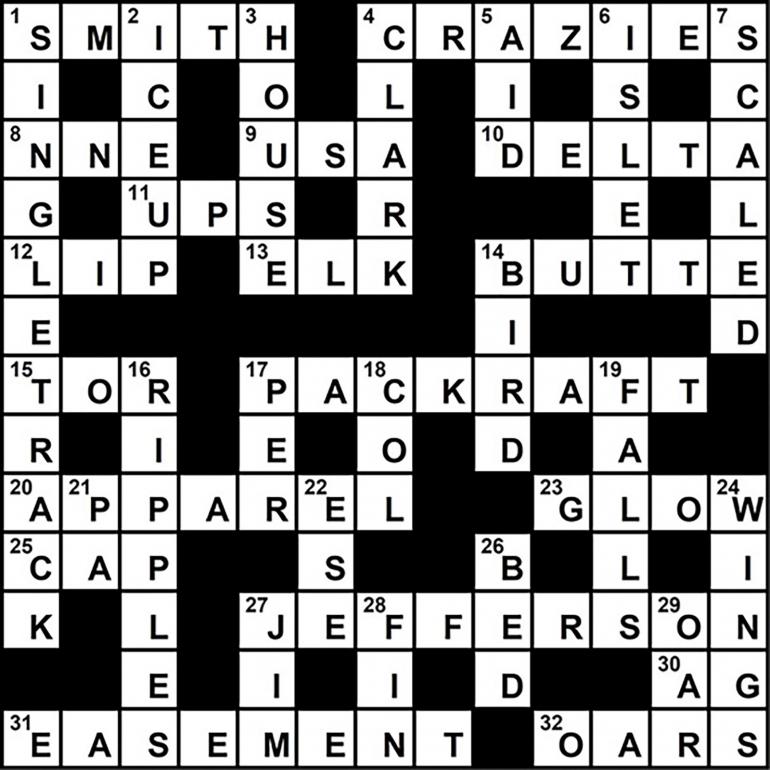 Summer 2019 crossword answer key