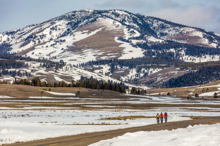 biking yellowstone swan lake