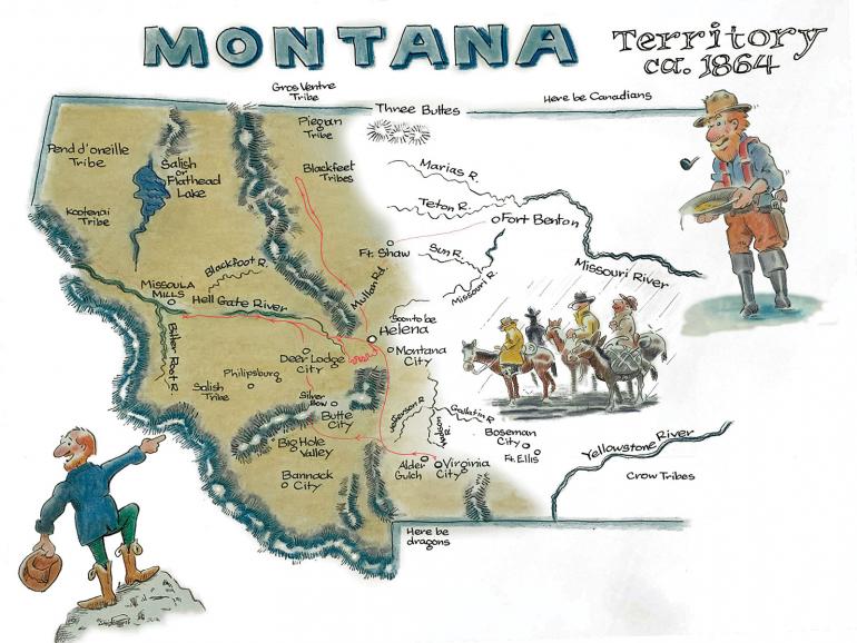 history montana map helena gold rush