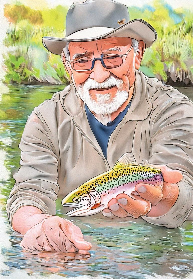 old man holding fish