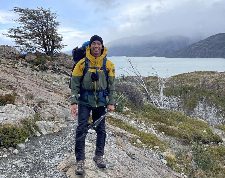 Omar Alvarez backpacking in Patagonia