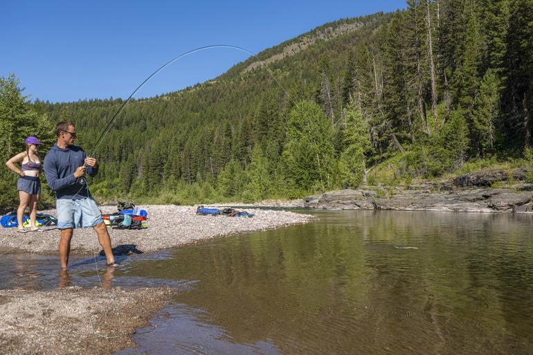 Fishing the banks of the Flathead River