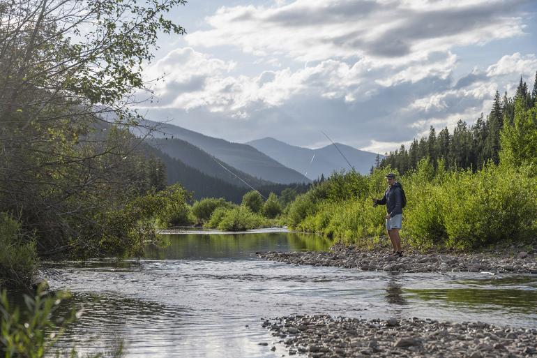 Fly fishing on the banks of the Middle Fork of the Flathead