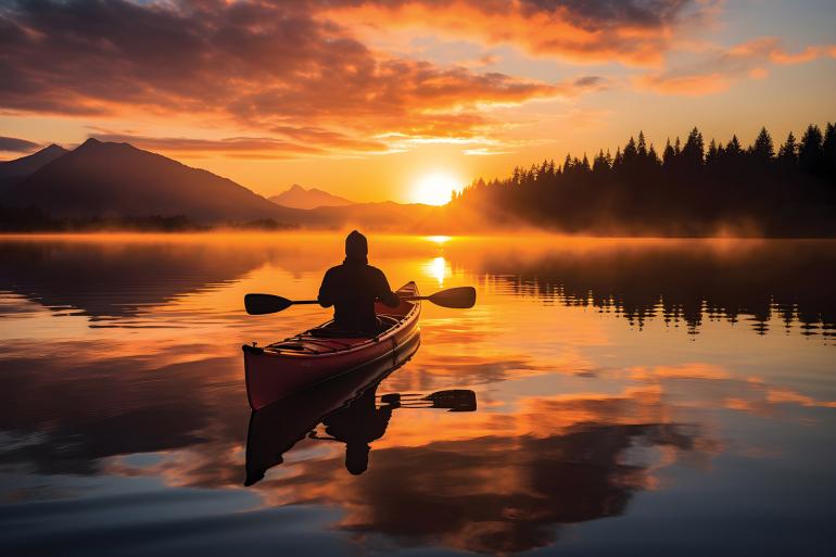 boating at sunset