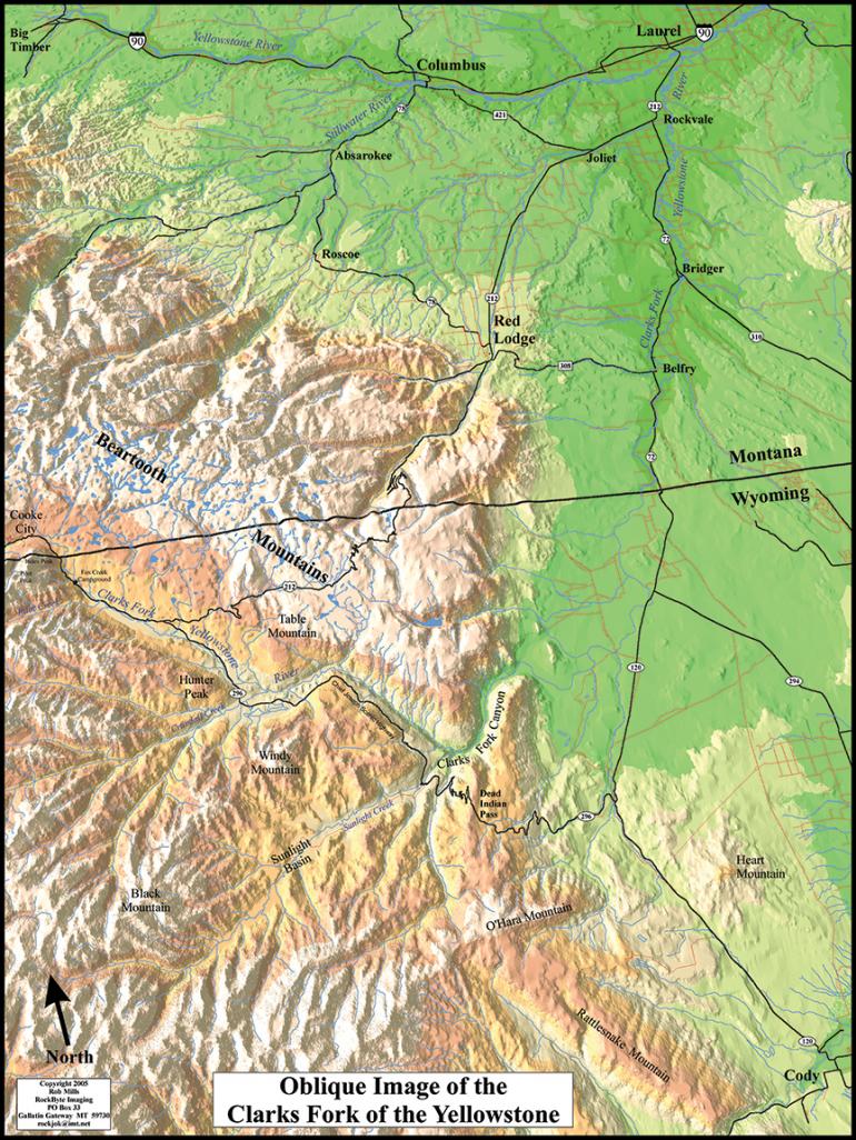 map of the Clark's Fork of the Yellowstone River. Photo by David Schroeder 