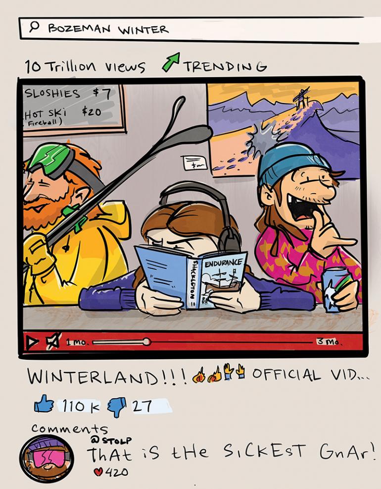skiing, illustration, winterland