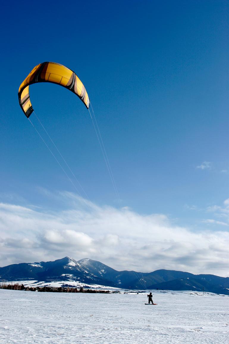 kite skiing, skiing, winter, sports