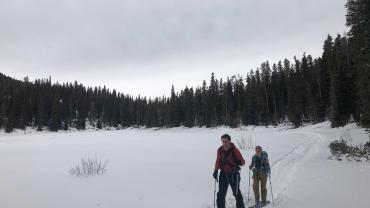 skiing, blackmore lake, hyalite