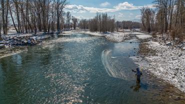 winter fly fishing, gallatin river, bozeman, montana