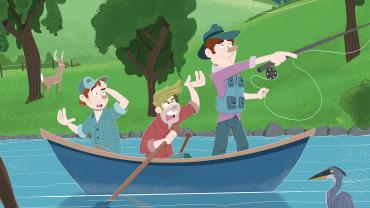 Fishing misadventure illustration