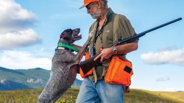 Hunting dog and man