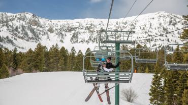 chairlift couple Bridger Bowl